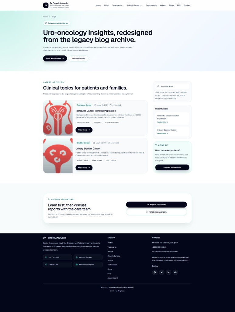 Full-page blog page screenshot of Dr Puneet Ahluwalia website