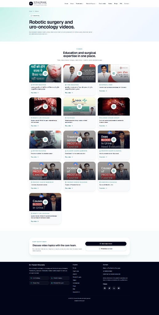 Full-page videos page screenshot of Dr Puneet Ahluwalia website