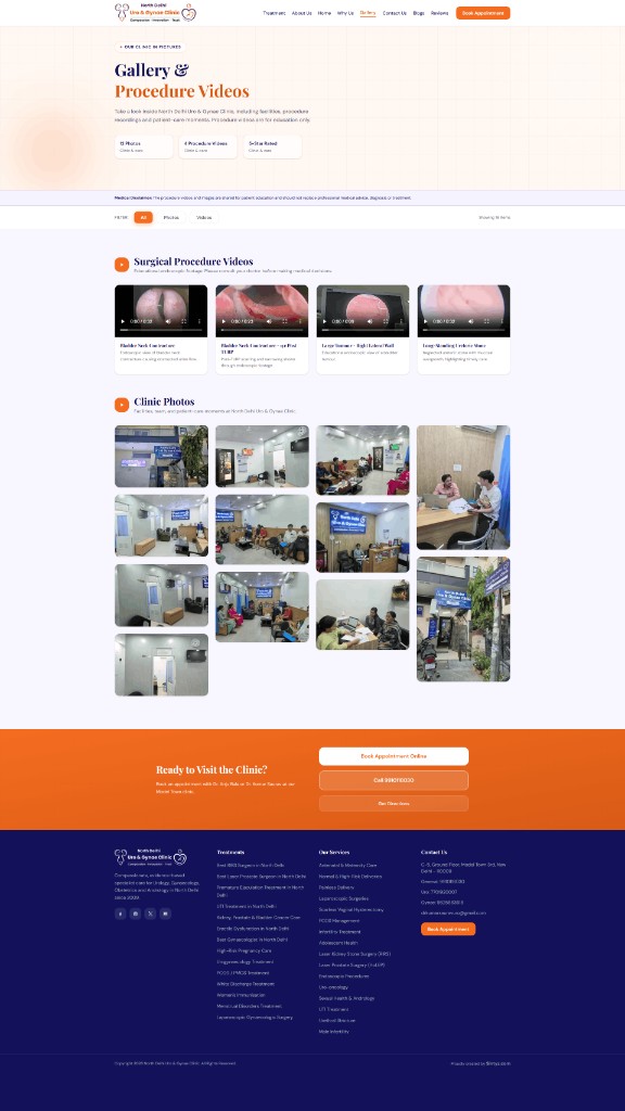 Full-page gallery screenshot of North Delhi Uro and Gynae Clinic website