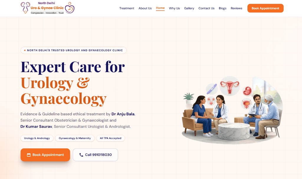 North Delhi Uro and Gynae Clinic website case study thumbnail